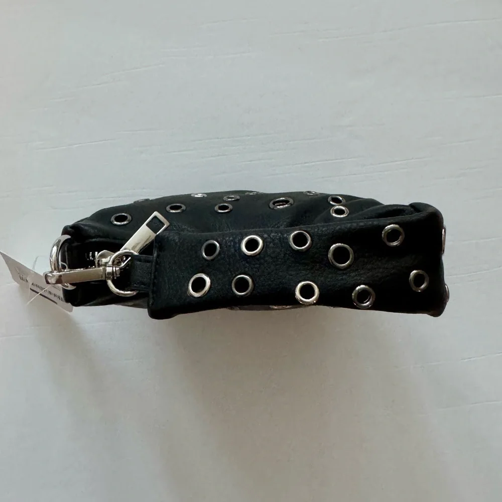 Free People Baby Carryall Bag Charm Black Grommet One Size Biker Core Edgy New - Picture 4 of 8